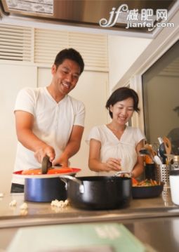 人,鍋,室內(nèi),住宅房間,35歲到39歲_150668538_Couple preparing meal_創(chuàng)意圖片_Getty Images China
