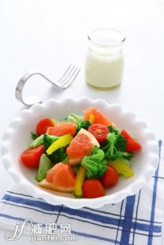 葡萄柚,西蘭花,燈籠椒,蔬菜,生食_ea3cfbc62_西柚沙拉減肥早餐_創(chuàng)意圖片_Getty Images China