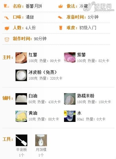 制作番薯月餅，需要準(zhǔn)備這些材料