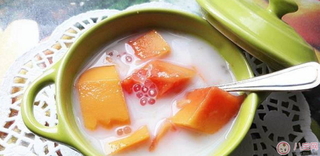 秋燥降火自制椰汁木瓜西米露 媽媽寶寶都愛(ài)吃！