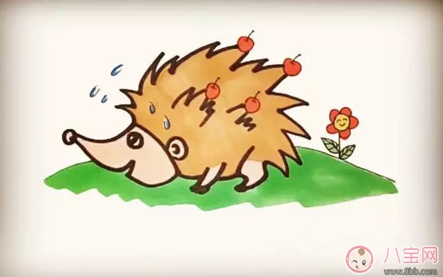 兒童小動物簡筆畫 森林里的小刺猬簡筆畫