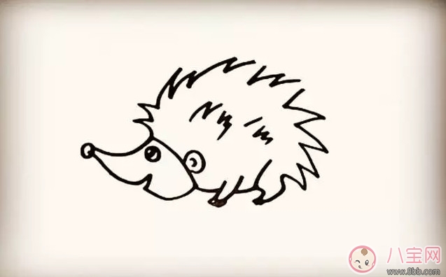 兒童小動物簡筆畫 森林里的小刺猬簡筆畫