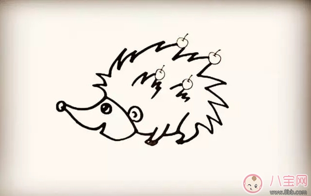 兒童小動物簡筆畫 森林里的小刺猬簡筆畫