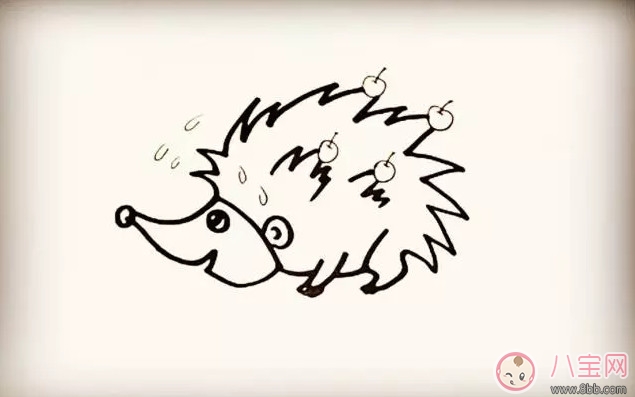 兒童小動物簡筆畫 森林里的小刺猬簡筆畫