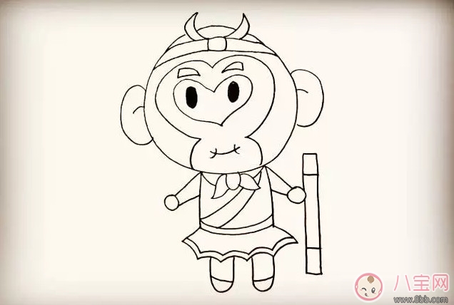 兒童簡(jiǎn)筆畫 卡通人物齊天大圣孫悟空簡(jiǎn)筆畫