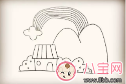 寶寶簡(jiǎn)筆畫(huà)彩虹屋  這樣畫(huà)景色系列彩虹屋