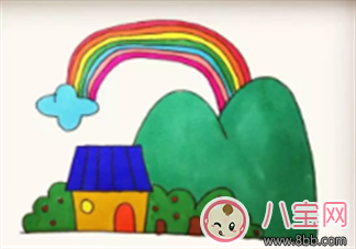 寶寶簡(jiǎn)筆畫(huà)彩虹屋  這樣畫(huà)景色系列彩虹屋