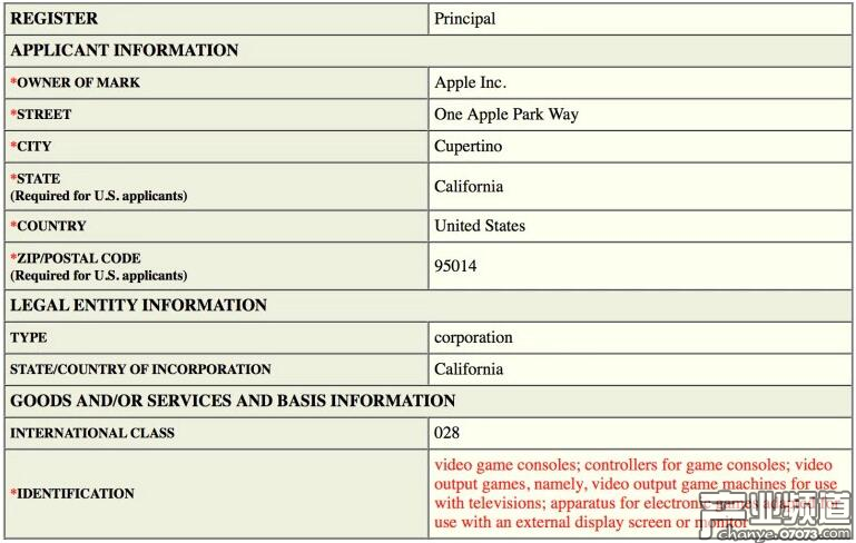蘋果申請的Apple TV商標信息