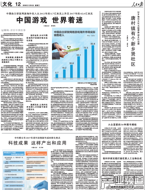 《人民日報》&ldquo;點贊&rdquo;中國游戲海外成就