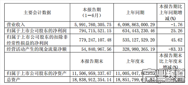 主要財(cái)務(wù)數(shù)據(jù)